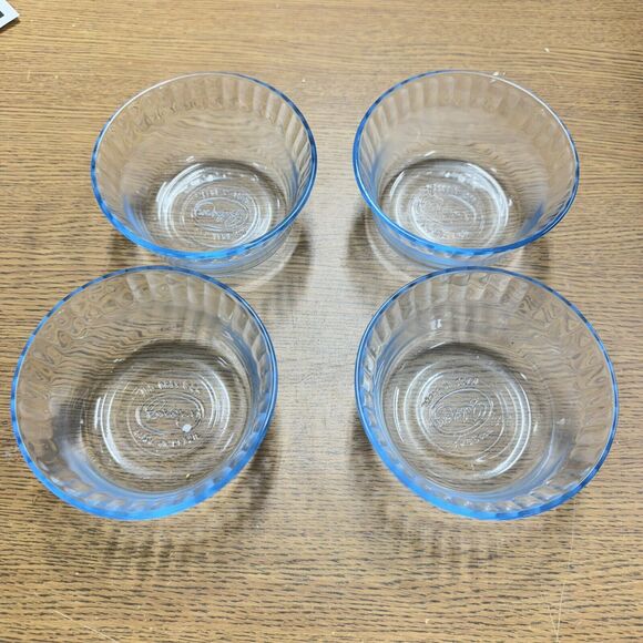 Vintage Colorex Brazil Light Blue Glass Custard Dessert Cups Bowls Set Of 4 HLBN - Picture 1 of 4